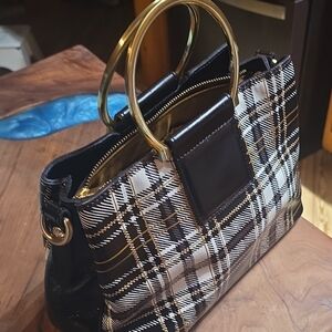 Patricia Nash Plaid Satchel with Gold Handles